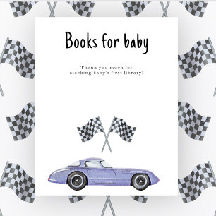 Affiche Baby shower de voiture de course Livres pour bébé