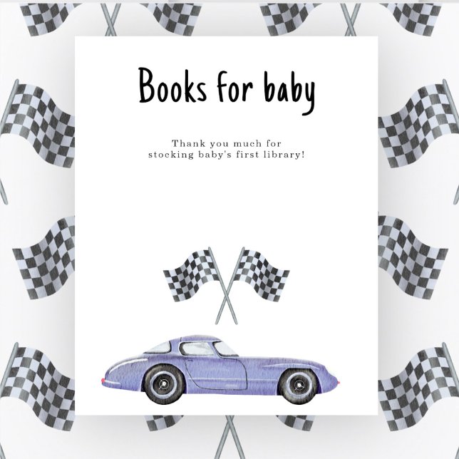 Affiche Baby shower de voiture de course Livres pour bébé (Créateur téléchargé)