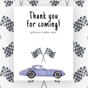 Affiche Baby shower de voiture de course Merci d'être venu