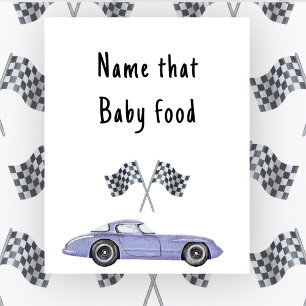 Affiche Baby shower de voiture de course Nom de l'aliment