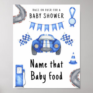 Affiche Baby shower de voiture de course Nom de l'aliment 