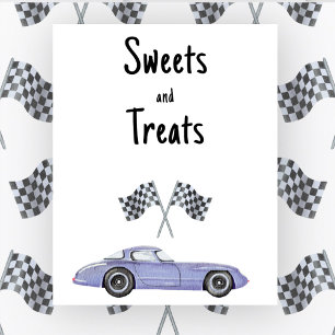 Affiche Baby shower de voiture de course Sucreries et fria