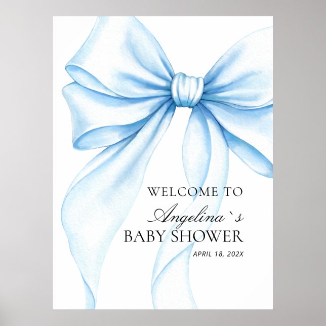 Affiche Baby shower délicat nœud. (Devant)