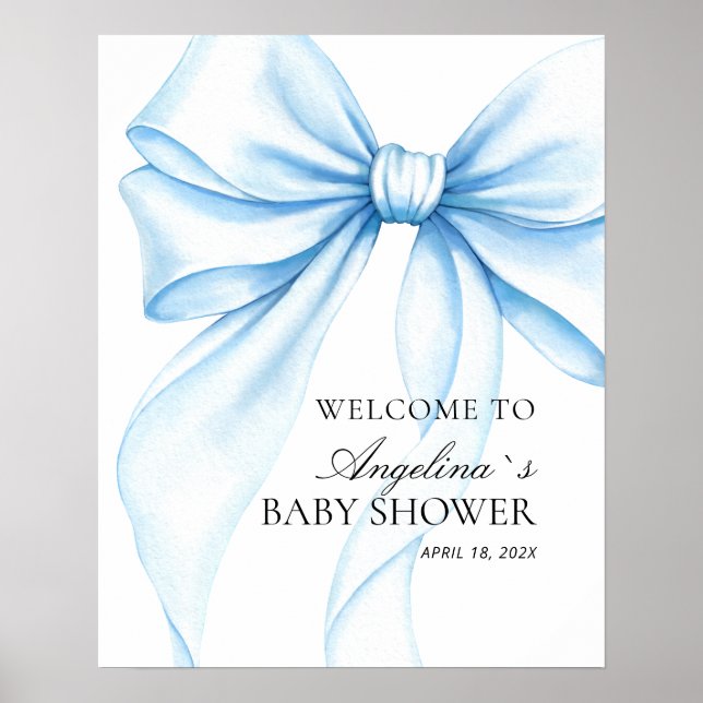 Affiche Baby shower délicat nœud. (Devant)