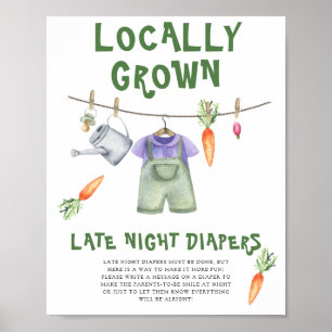 Affiche baby shower des agriculteurs - couches de nuit