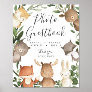 Affiche Baby shower des Amis de Woodland - Photo Livre d'o