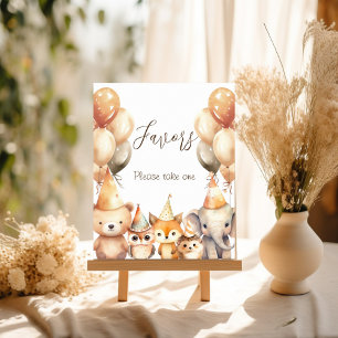 Affiche Baby shower des animaux non sexiste en faveur
