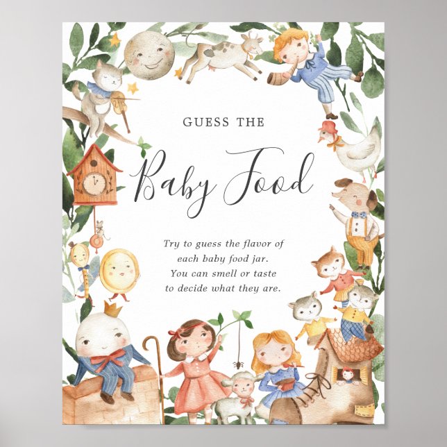 Affiche Baby Shower des comptines Devinez la nourriture po (Devant)
