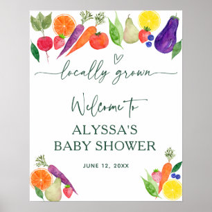 Affiche Baby shower des fermiers cultivés localement Bienv