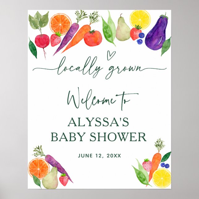 Affiche Baby shower des fermiers cultivés localement Bienv (Devant)
