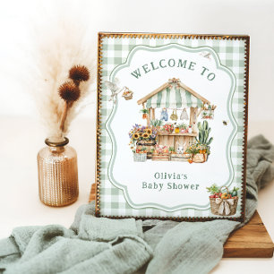 Affiche Baby shower des fermiers cultivés localement Bienv