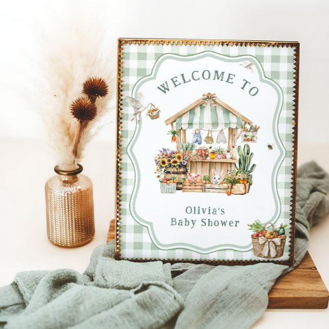 Affiche Baby shower des fermiers cultivés localement Bienv (Créateur téléchargé)