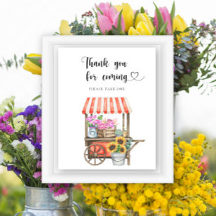 Affiche Baby shower des fleurs - Merci pour venir