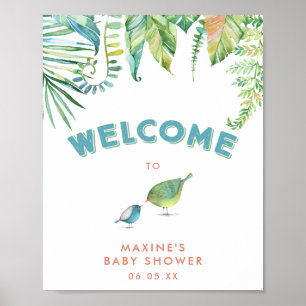 Affiche Baby shower des oiseaux tropicaux Bienvenue