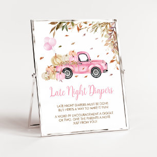 Affiche Baby shower des plongeurs de nuit citrouille Pink