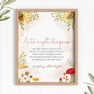 Affiche Baby shower des plongeurs nocturnes SIGNE Woodland