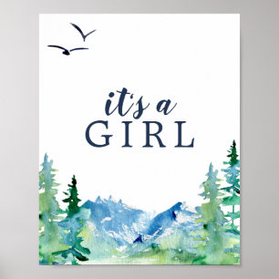 Affiche Baby shower des Rocheuses C'est une petite fille