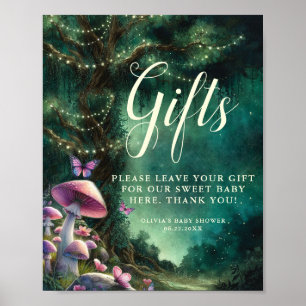 Affiche Baby shower des signes Cadeaux de champignons de f