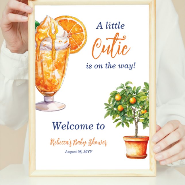 Affiche Baby shower d'été Cutie Orange Citrus Bienvenue (Créateur téléchargé)
