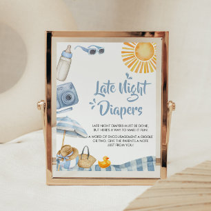 Affiche Baby shower d'été de Blue Beach Diaports nocturnes