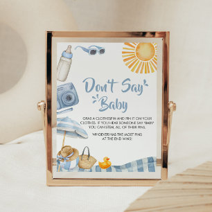 Affiche Baby shower d'été de Blue Beach Ne pas dire bébé