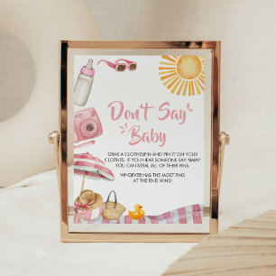 Affiche Baby shower d'été de Pink Beach Ne pas dire bébé
