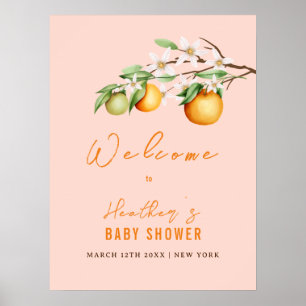 Affiche Baby shower d'été doux agrumes orange Accueil