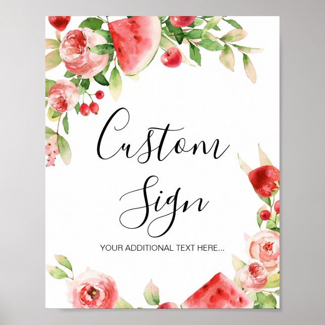 Affiche Baby shower d'été Fruits et verdure Panneau person (Devant)