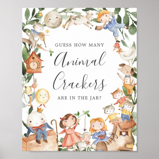 Affiche Baby-Shower Devinez Combien de Crackers Animaux en (Devant)