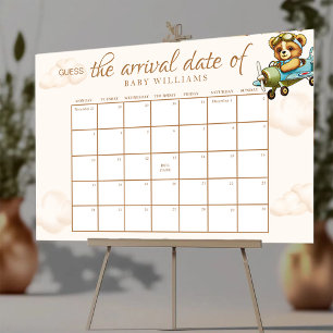 Affiche Baby shower Devinez L'Affiche Calendrier Date D'Éc