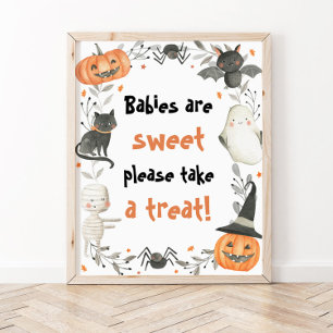Affiche Baby shower d'Halloween mignon Bébés sont doux sig