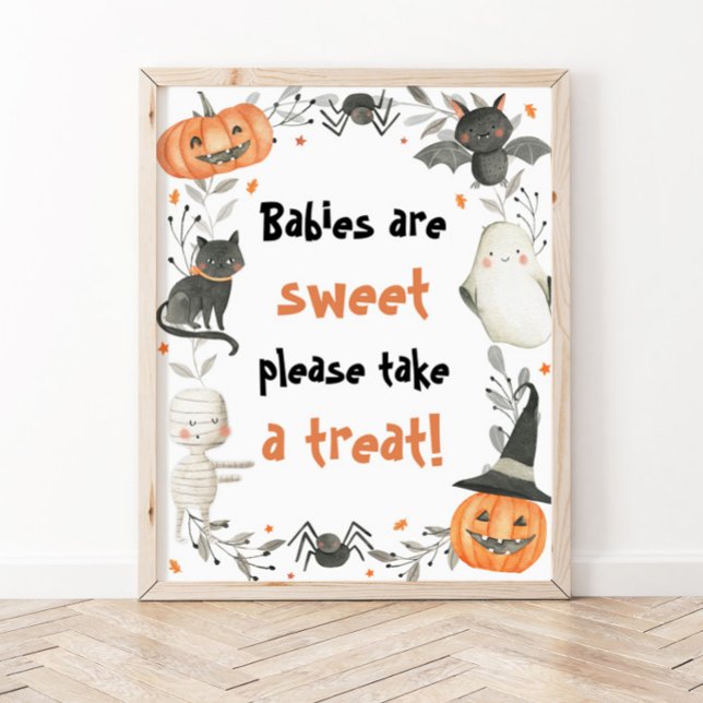 Affiche Baby shower d'Halloween mignon Bébés sont doux sig (Créateur téléchargé)