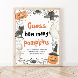 Affiche Baby shower d'Halloween mignon Devinez combien de 