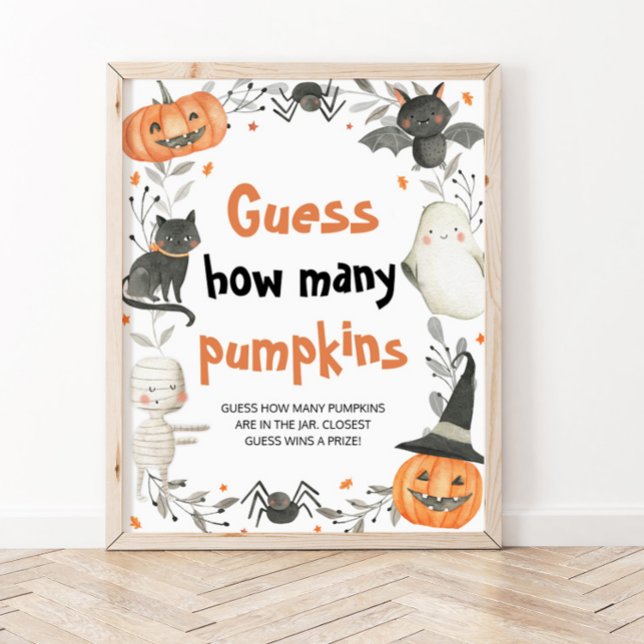Affiche Baby shower d'Halloween mignon Devinez combien de  (Créateur téléchargé)