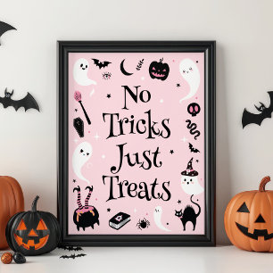 Affiche Baby shower d'Halloween rose Pas de traits Juste T