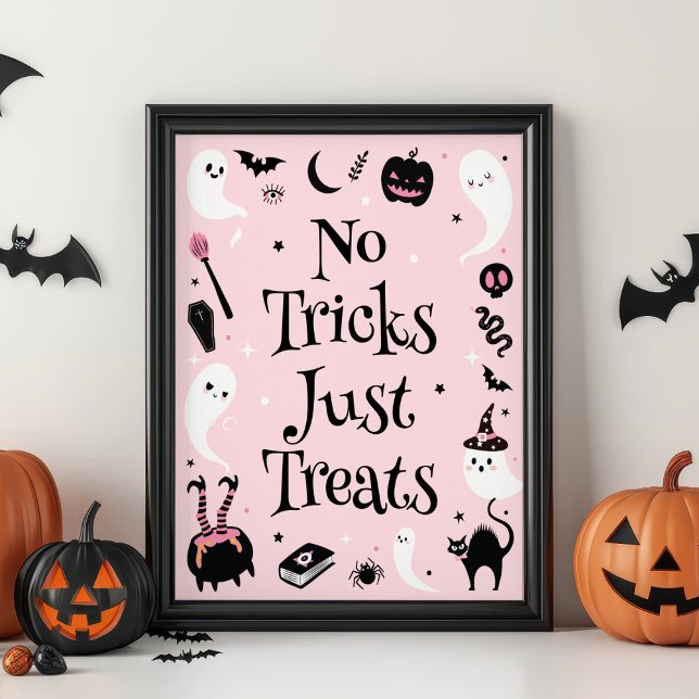 Affiche Baby shower d'Halloween rose Pas de traits Juste T (Créateur téléchargé)