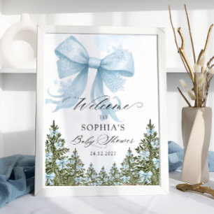 Affiche Baby shower d'hiver Blue Bow