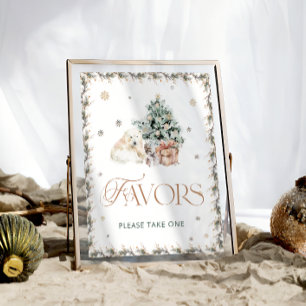 Affiche Baby shower d'hiver de l'ours polaire mignon Faveu