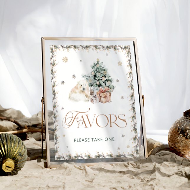 Affiche Baby shower d'hiver de l'ours polaire mignon Faveu (Créateur téléchargé)