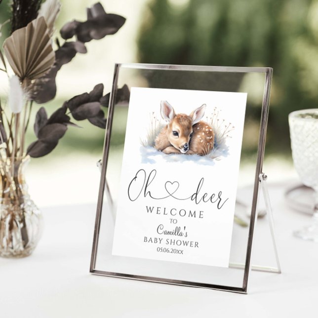 Affiche Baby shower d'hiver Deer Woodland (Créateur téléchargé)