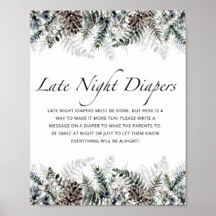 Affiche Baby shower d'hiver Late nuit couches jeu