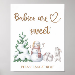 Affiche Baby shower d'hiver, les bébés sont doux prendre u