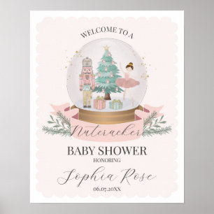 Affiche Baby shower d'hiver rose Nutcracker Ballet Bienven
