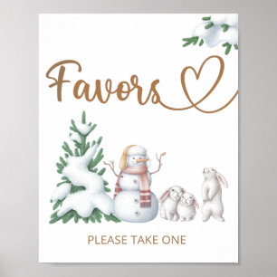 Affiche Baby shower d'hiver Symbole Faveurs