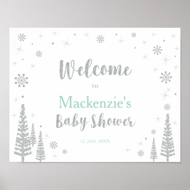 Affiche Baby shower d'hiver Welcome Party (Devant)