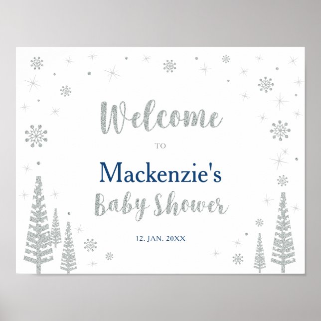 Affiche Baby shower d'hiver Welcome Party (Devant)