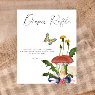 Affiche Baby shower Diaper raffle champignons sauvages