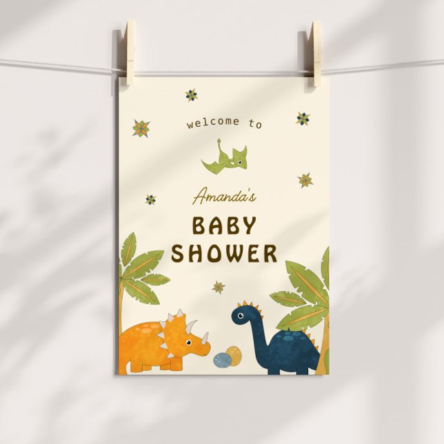 Affiche Baby shower Dinosaur en caricature (Créateur téléchargé)