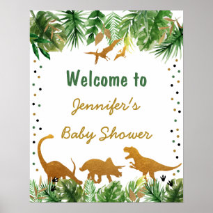 Affiche Baby shower Dinosaur Safari Bienvenue