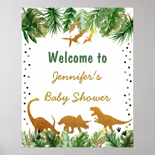 Affiche Baby shower Dinosaur Safari Bienvenue (Devant)